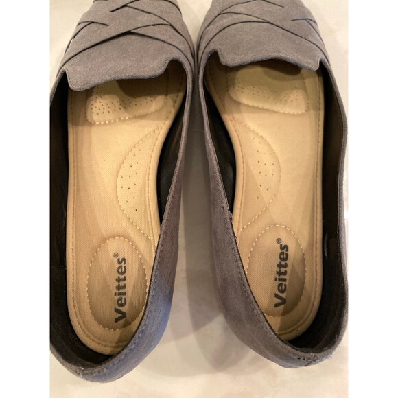 Veittes Womens Flats Slip On Size 8 WIDE Shoes Gray Excellent Condition Padded - Picture 6 of 12
